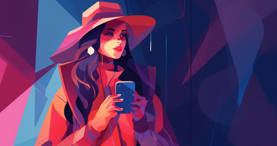 Illustration women holding a phone
