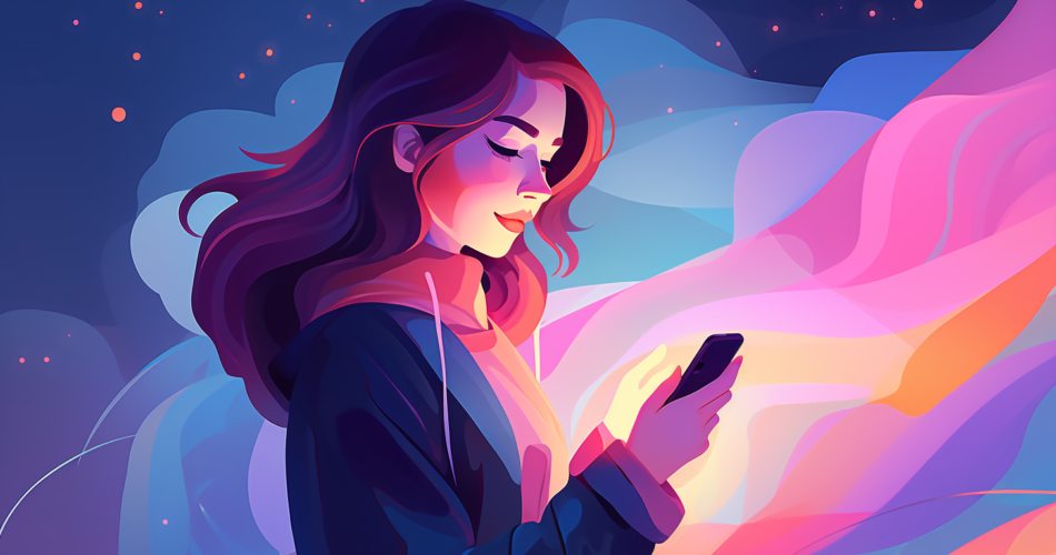 women on phone illustration