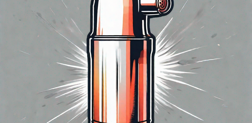A pepper spray canister with a radiant shield emanating from it