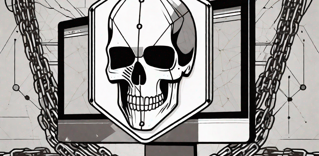 A computer screen displaying a skull icon